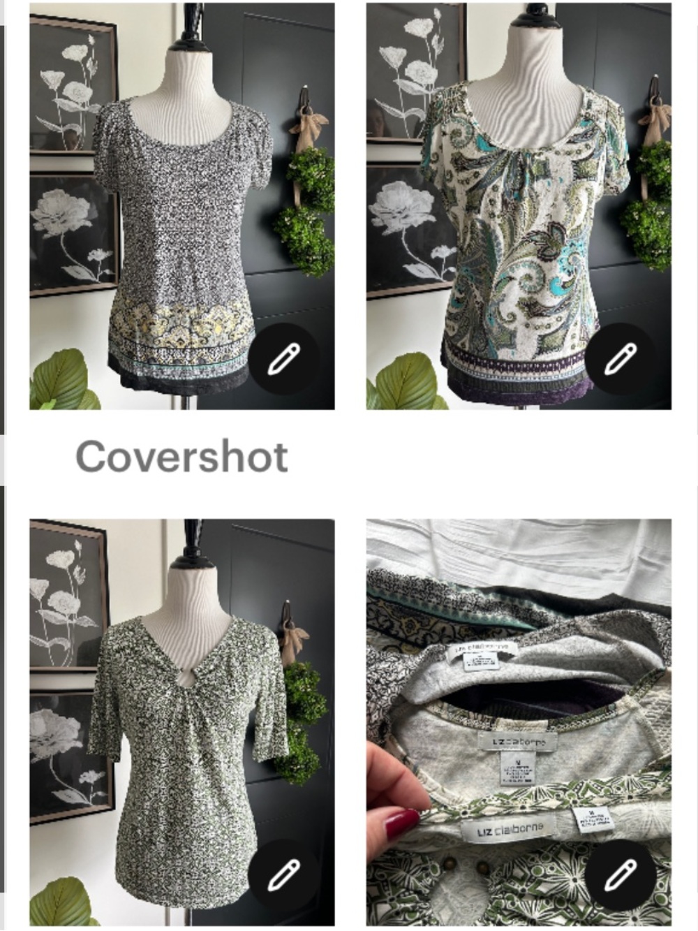 Bundle of 3 M casual green brown cream Printed Short Sleeve Tops